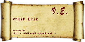 Vrbik Erik névjegykártya